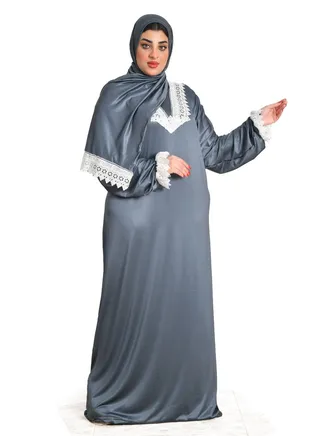 Plain long-sleeved abaya with simple joubert embroidery 
