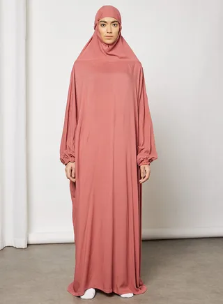 Praying Dress In Plain Colour With Attached Veil 