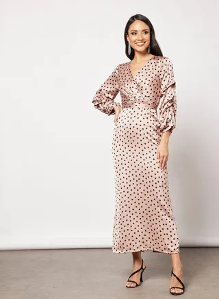 Polka Dot Satin Dress