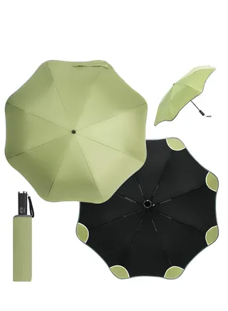 "Rounded-Corner Folding Umbrella, Compact Windproof Travel Umbrellas for Rain, UV Protection, Sun & Rain Umbrella with 8 Ribs Construction and Automatic Open & Close Button for Men & Women " 