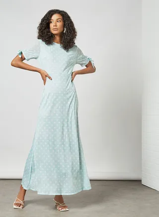 Polka Dot Maxi Dress Blue 