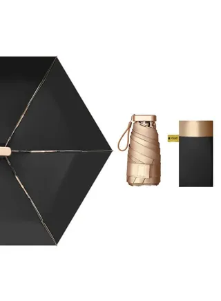 Pocket Small Golden UV Coating Gold Frame MINI 5 Fold Portable Sun Umbrella 