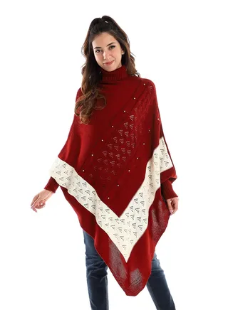 Womens Wool Shawl With Sleeves And Multi Design 