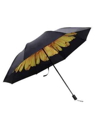 8-Bone Folding Sun Umbrella Black/Yellow 