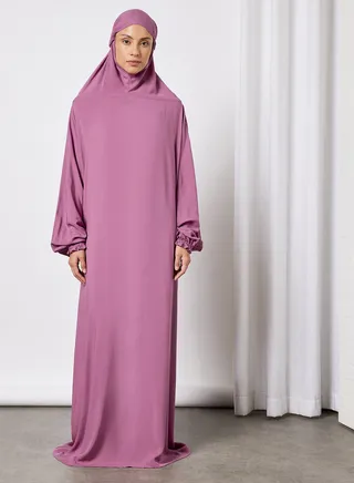 Praying Dress In Plain Color With Attached Veil 