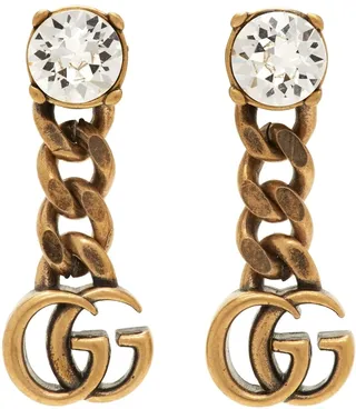 Gucci Gold Crystal Double G Earrings