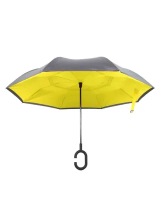 Folding C-Shaped Handle Reversible Umbrella Black 