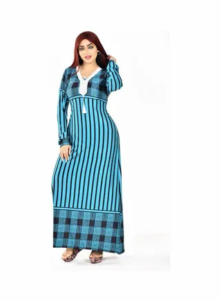 Causal V-Neck Long Sleeve Jalabiya Multicolour 
