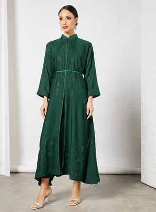 Embellished Abaya Deep Green 