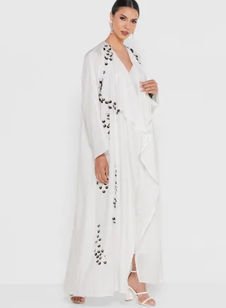 Asymmetric Embroidered Abaya 