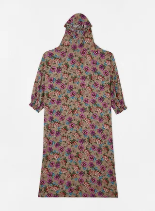 Praying Dress With Floral Prints And With Attached Veil 
