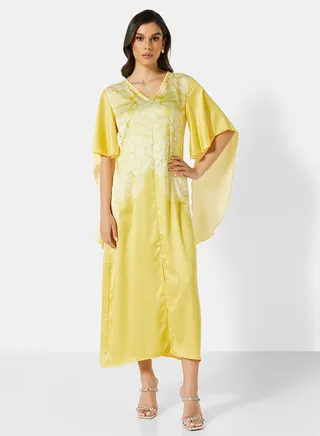 Front Slit Dress Yellow 