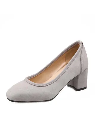 Suede Pull-on Pumps Grey 