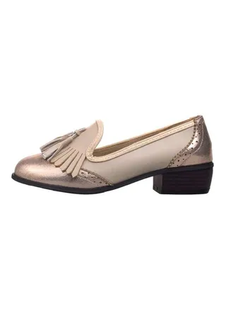 Leather Pull-On Comfort Flat Beige 
