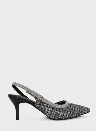 Tweed  Slingback Pumps