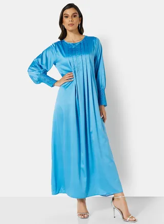 Pleat Detailed Dress Blue 
