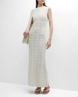 Sleeveless Crochet Knit Maxi Dress