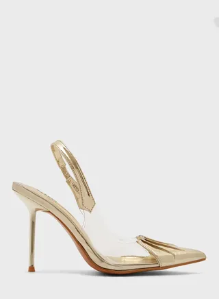 Patent And Clear Needle Heel Pointed Pump