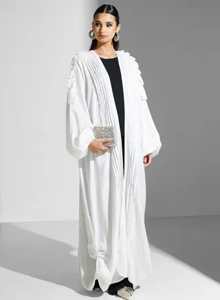 Pleated Sleeve Abaya 