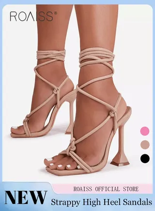 Women Square Toe High Heels Strappy Design for an Elegant and Charming Look Ergonomic Footbed with Arch Support for Comfortable Wear Sleek and Stylish Stiletto Heels Perfect for Evening Events 
