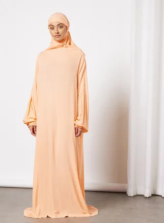 Praying Dress In Plain Colour With Attached Veil 