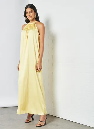 Round Neck Dress Yellow 