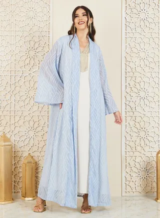 Burnout Texture Open Front Abaya 
