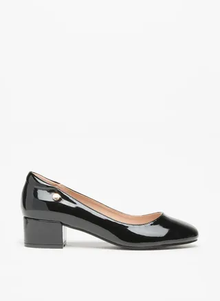Women's Solid Slip-On Pumps with Block Heels 