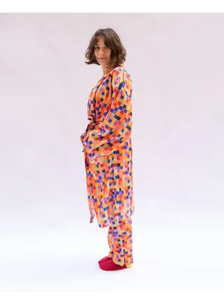 Orange Pixels Floppy Robe 