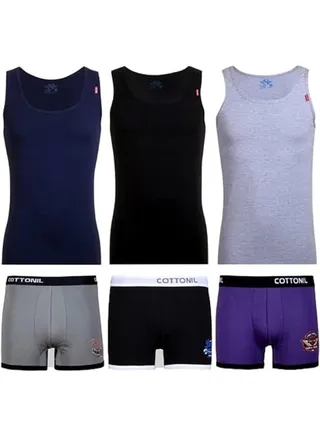 set of 3+3 Relax Boxer +Sleeveless Stretch Top 