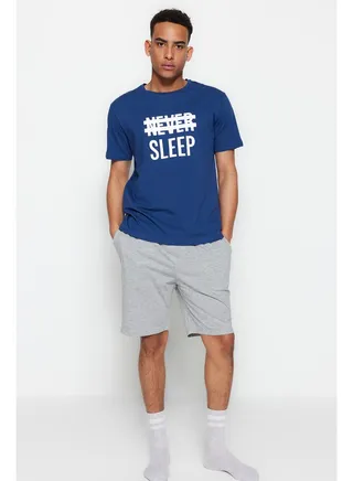 Blue Knitted Pajamas Set 