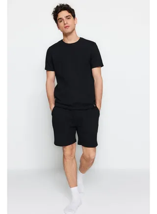 Men's Black Regular Fit Pajamas Set 