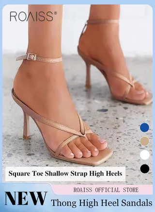 Women Square Toe Slingback High Heels Ankle Strap Design to Enhance Ankle Appearance Stable and Easy Wear Toe Clip High Heels for Women Sleek and Elegant Stiletto Heel Perfect for Evening Events 