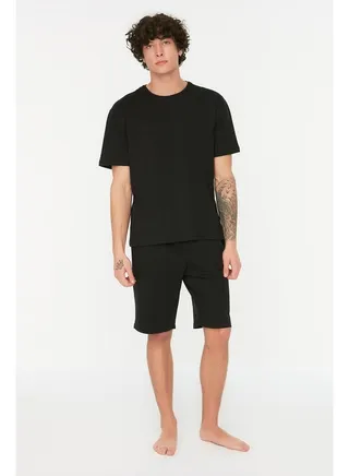 Black Knitted Pajamas Set 
