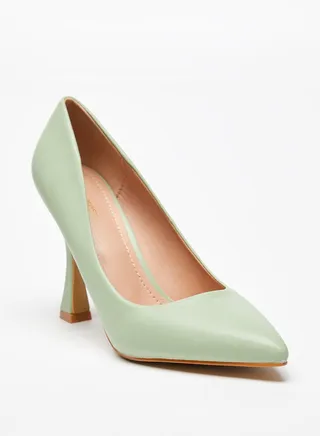 Slip-On Pointed Toe Stiletto Heel Pumps Green 