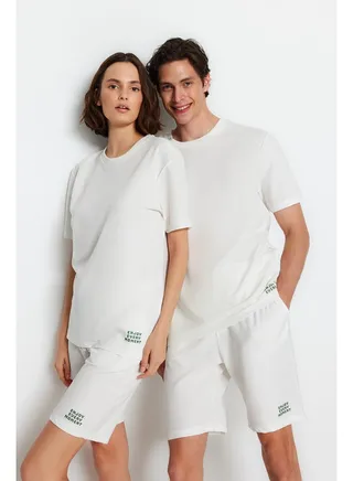 Unisex Ecru Regular Fit Knitted Pajamas Set 