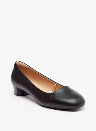 Solid Slip On Shoes with Block Heels 