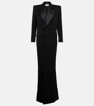 Tuxedo wool grain de poudre gown