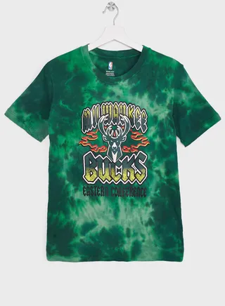 Milwaukee Bucks  School Of Rock Bleach Out T-Shirt