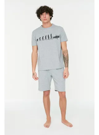 Gray Knitted Pajama Set 