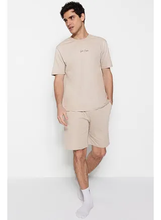 Stone Men's Regular Fit Crew Neck Pajamas Set 
