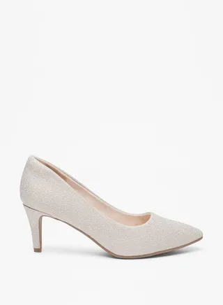 Women's Textured Slip-On Pumps with Cone Heels 