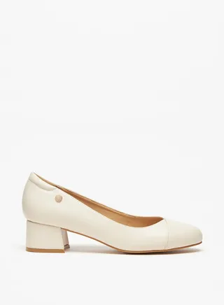 Women's Solid Slip-On Pumps With Block Heels 