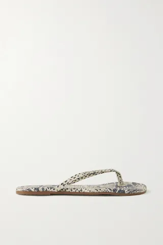 TKEES - Studio Exotic Snake-effect Leather Flip Flops - Animal print