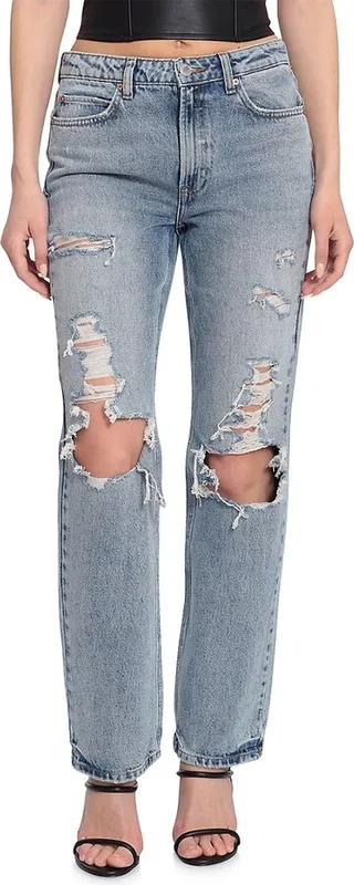 Distressed Straight Leg Jeans