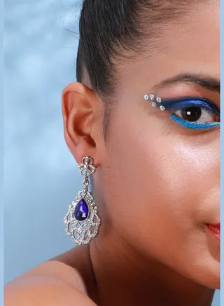 Silver Plated Designer Stone Party Drop Earring For Women