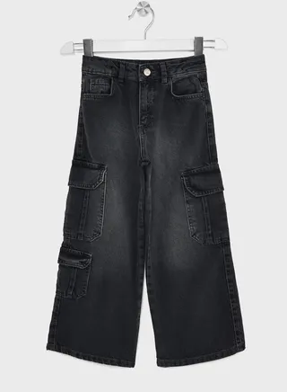 Girl Wideleg Cargo Jeans 