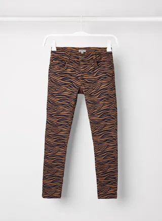 Kids Tiger Stripes Detail Jeans Camel/Navy 