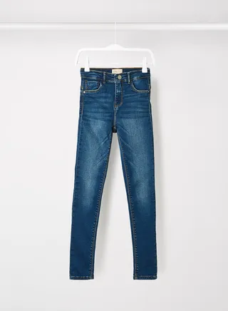 Girls High Waist Skinny Jeans Blue 