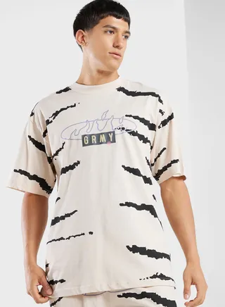 Cloven Tongues All Over Print Oversized T-Shirt